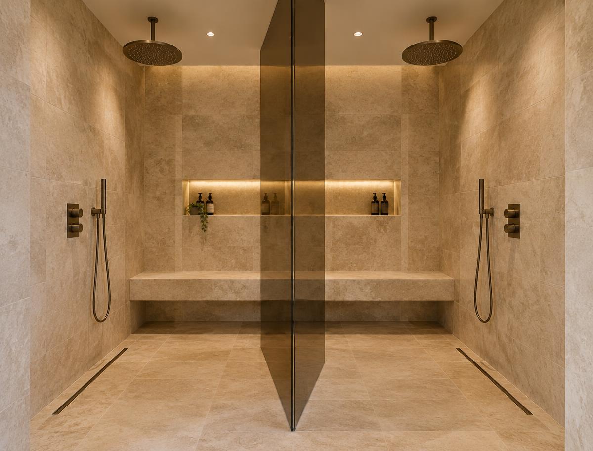 Double shower suite: Twin thermostatic showers